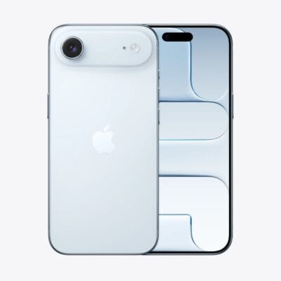 Vista fronte e retro di iPhone azzurro