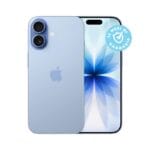 iPhone azzurro vista fronte e retro