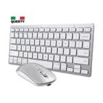 Tastiera e mouse wireless argentati layout italiano